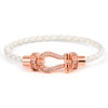 Simple Style Commute Horseshoe Zircon Leather Rope Copper Wholesale Bangle