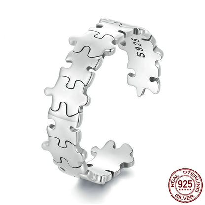 Simple Style Commute Jigsaw Sterling Silver Plating Open Rings