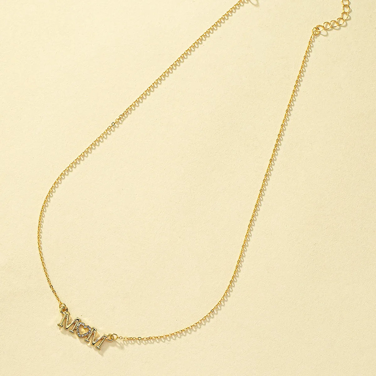 Simple Style Commute Letter Alloy Plating Inlay Rhinestones 14k Gold Plated Women's Pendant Necklace