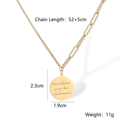 304 Stainless Steel 18K Gold Plated Simple Style Commute Plating Letter Double Layer Necklaces Pendant Necklace