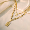 304 Stainless Steel 18K Gold Plated Simple Style Commute Plating Letter Double Layer Necklaces Pendant Necklace