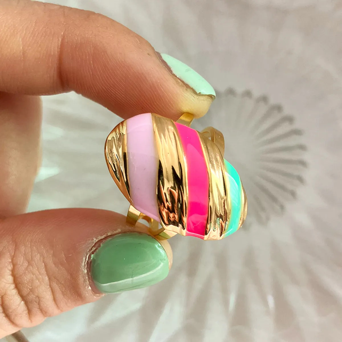 Wholesale Jewelry Simple Style Commute Oval 304 Stainless Steel 14K Gold Plated Enamel Plating Open Rings