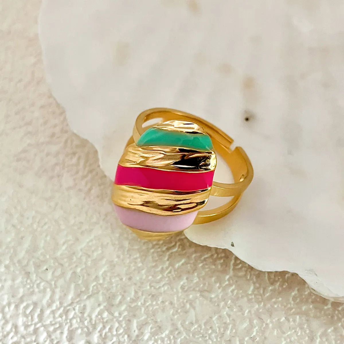 Wholesale Jewelry Simple Style Commute Oval 304 Stainless Steel 14K Gold Plated Enamel Plating Open Rings