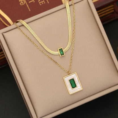 Wholesale Simple Style Commute Rectangle Stainless Steel Plating Inlay Zircon Bracelets Earrings Necklace