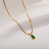 Simple Style Commute Rectangle Titanium Steel Plating Inlay Zircon Pendant Necklace