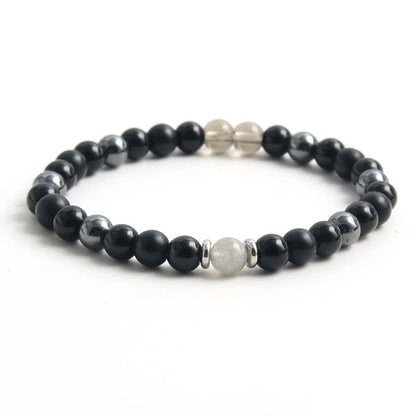 Simple Style Commute Round 304 Stainless Steel Natural Stone Tiger Eye Beaded Handmade Men'S Bracelets