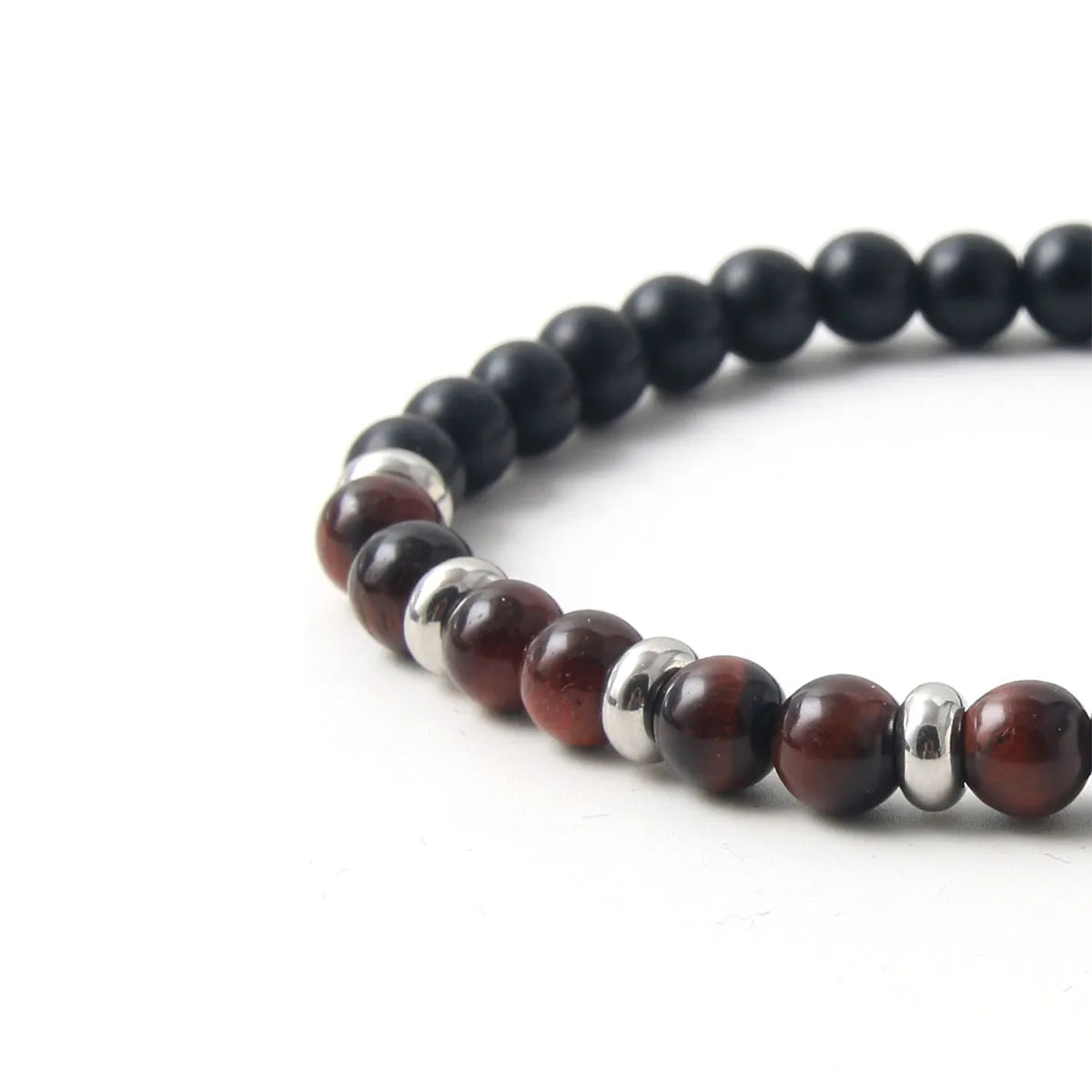 Simple Style Commute Round 304 Stainless Steel Natural Stone Tiger Eye Beaded Handmade Men'S Bracelets