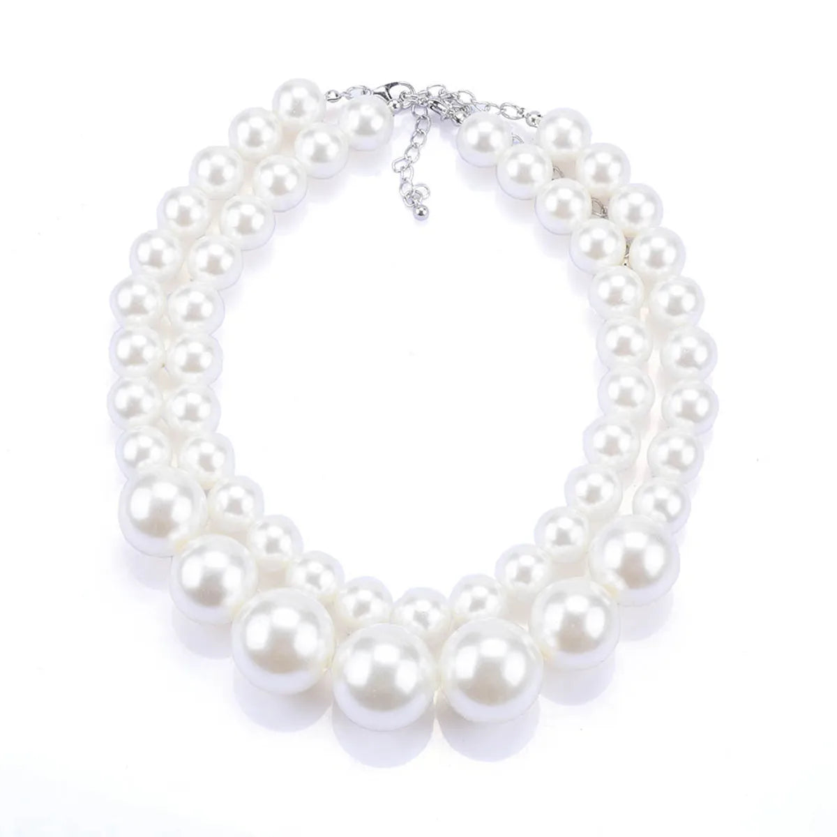 Simple Style Commute Round Alloy Beaded Women's Layered Necklaces