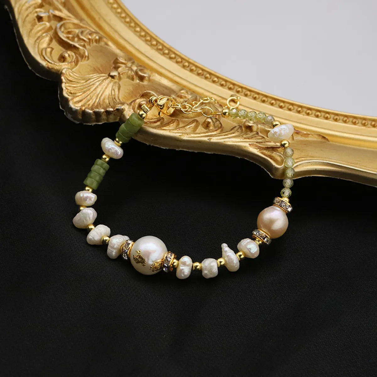 Simple Style Commute Round Freshwater Pearl Copper Beaded Plating 18k Gold Plated Bracelets