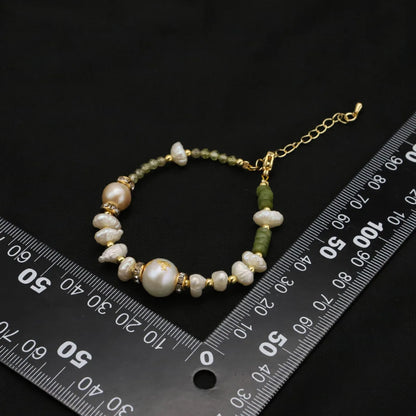 Simple Style Commute Round Freshwater Pearl Copper Beaded Plating 18k Gold Plated Bracelets