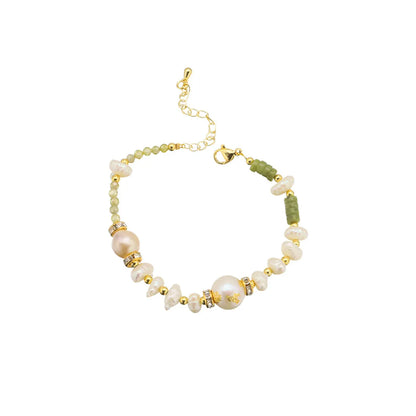 Simple Style Commute Round Freshwater Pearl Copper Beaded Plating 18k Gold Plated Bracelets