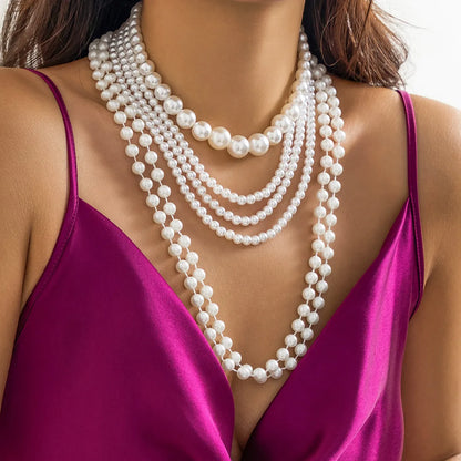 Simple Style Commute Round Imitation Pearl Beaded Women'S Necklace