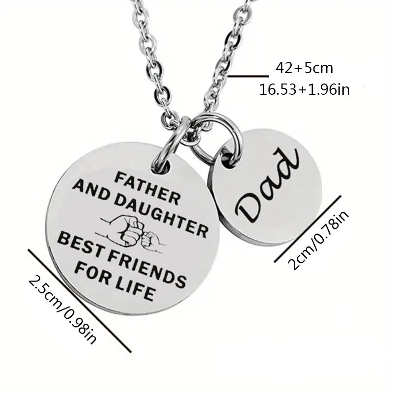 Simple Style Commute Round Letter Gesture 304 Stainless Steel Silver Plated Father'S Day Men'S Pendant Necklace