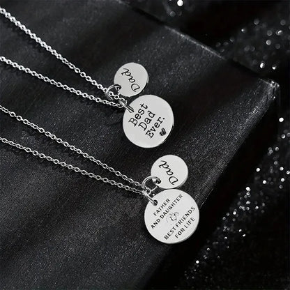 Simple Style Commute Round Letter Gesture 304 Stainless Steel Silver Plated Father'S Day Men'S Pendant Necklace