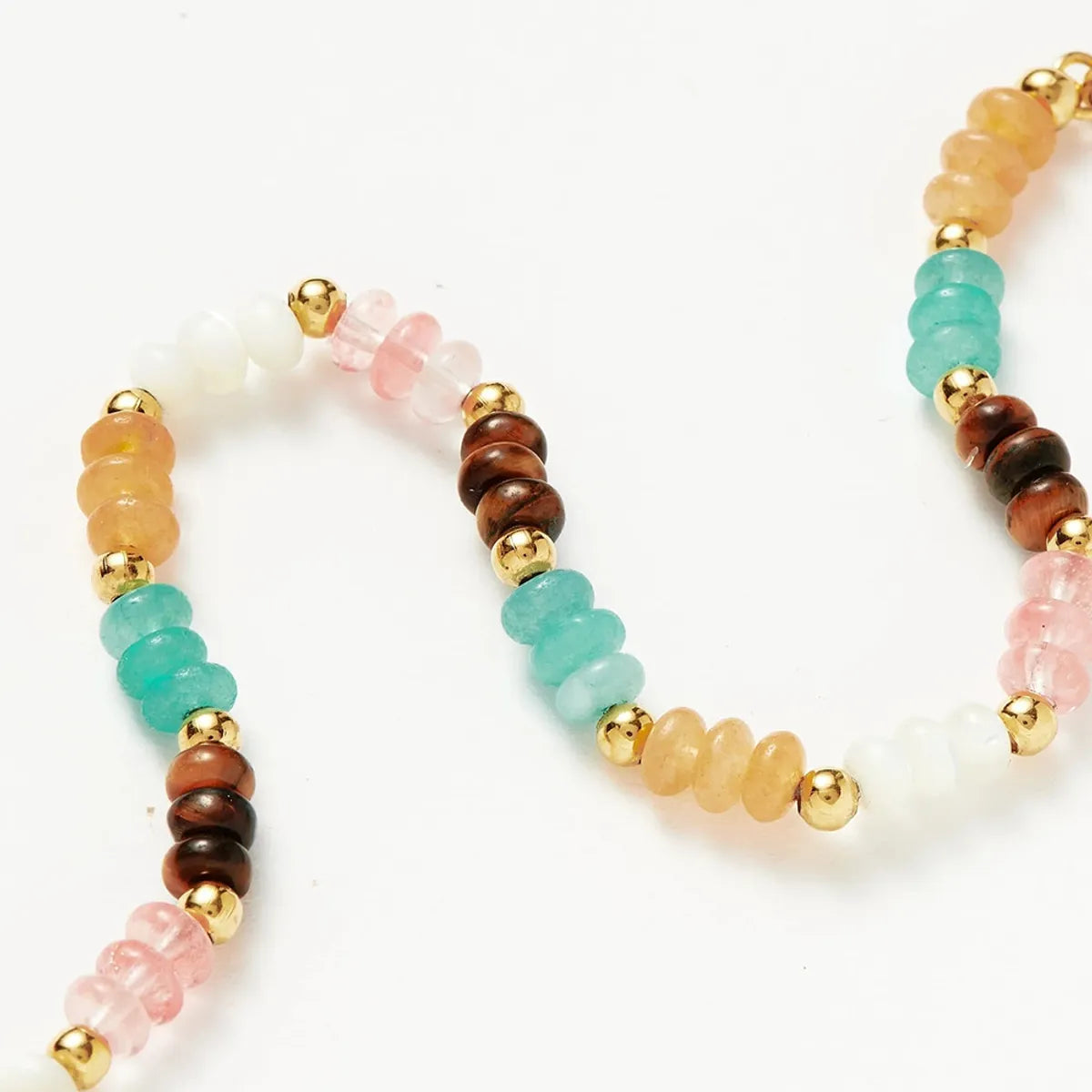 Simple Style Commute Round Natural Stone Tiger Eye Copper Beaded Bracelets Necklace