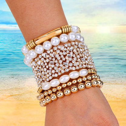 Simple Style Commute Round Oval ABS Imitation Pearl Rhinestone Wholesale Bracelets