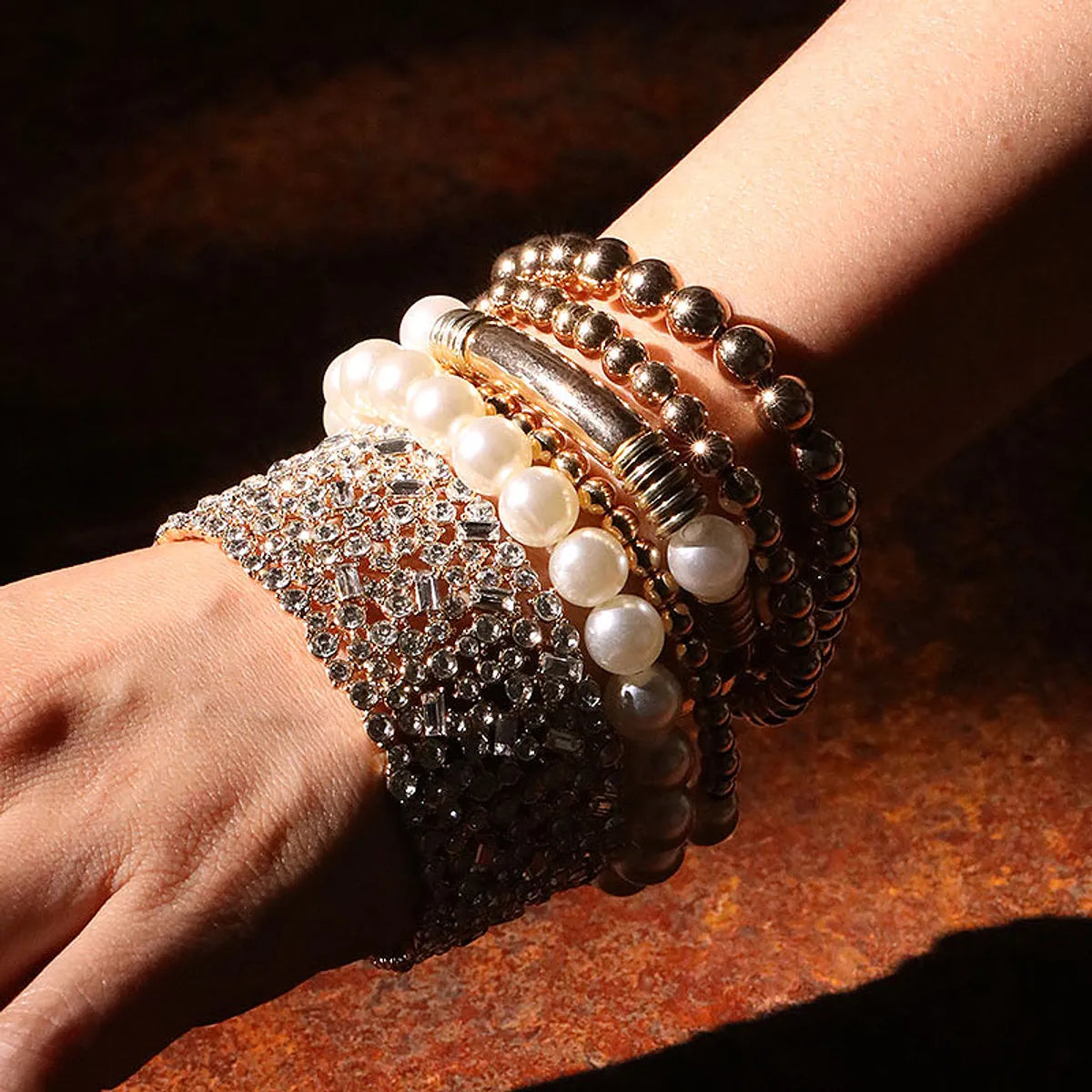 Simple Style Commute Round Oval ABS Imitation Pearl Rhinestone Wholesale Bracelets