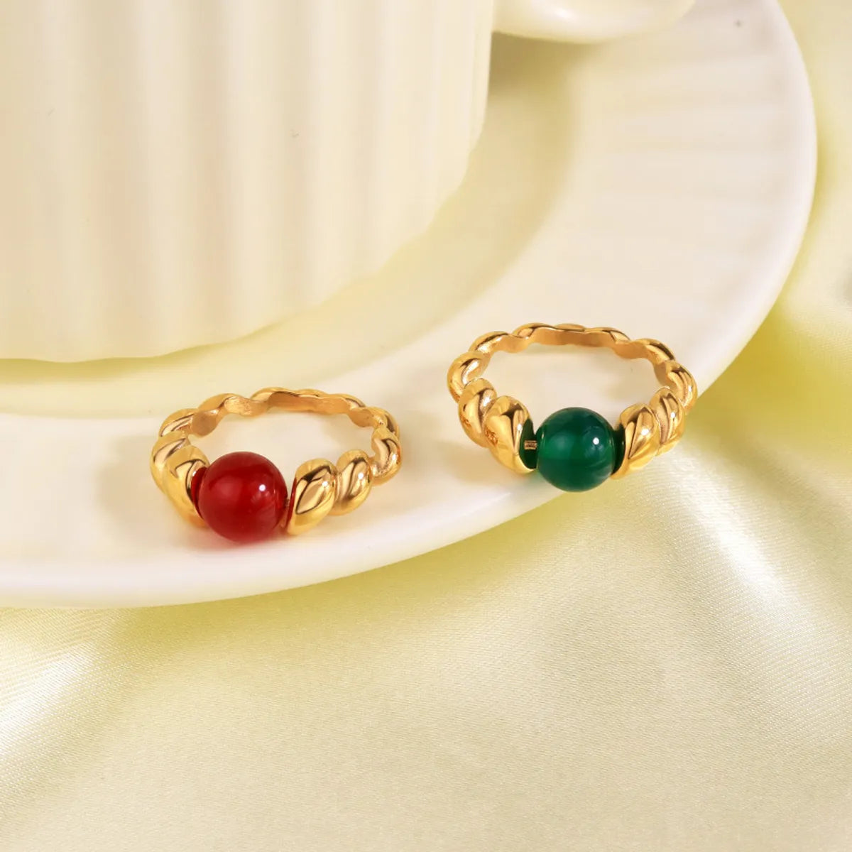 Simple Style Commute Round Stainless Steel 18k Gold Plated Rings In Bulk