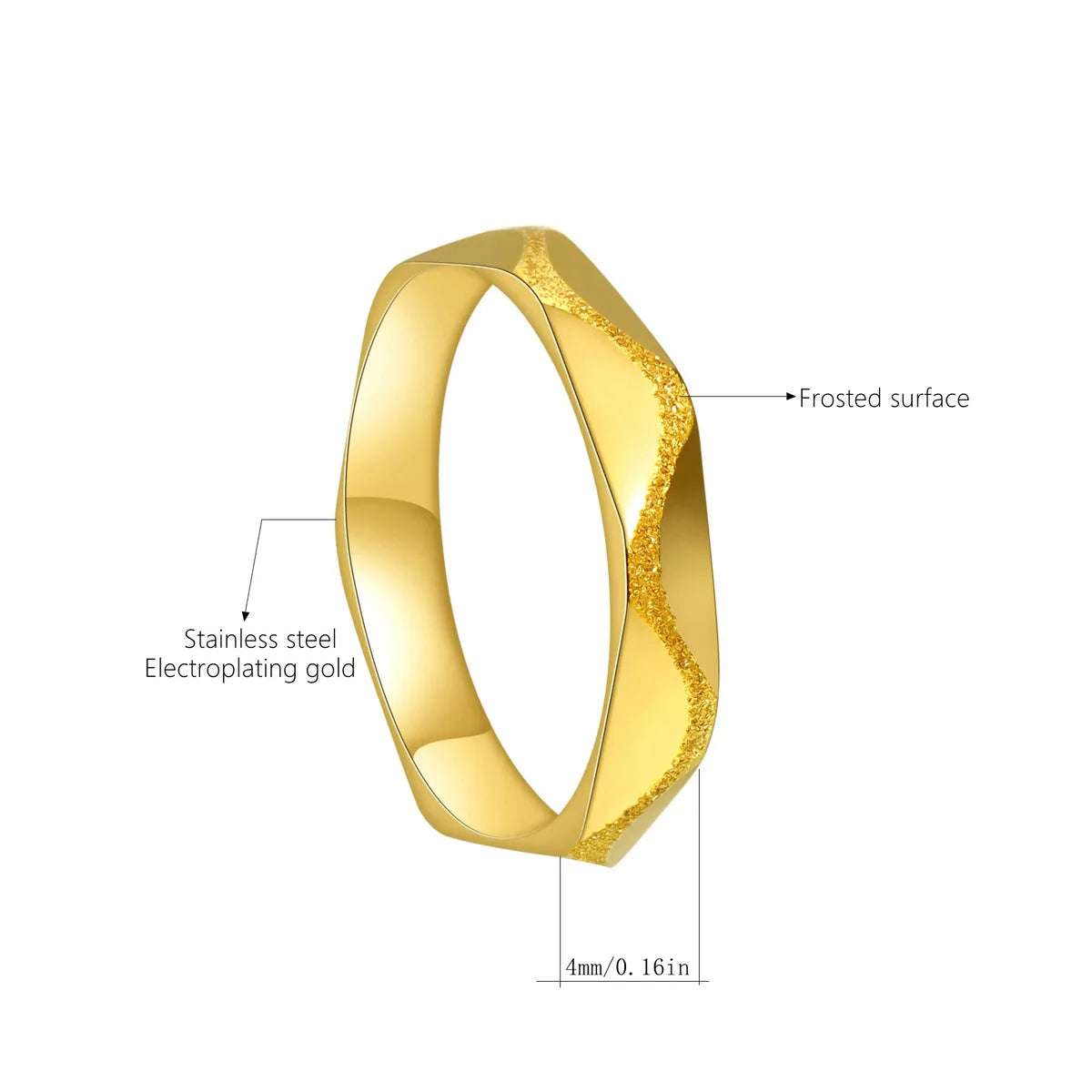 Simple Style Commute Solid Color 201 Stainless Steel Gold Plated Women'S Rings