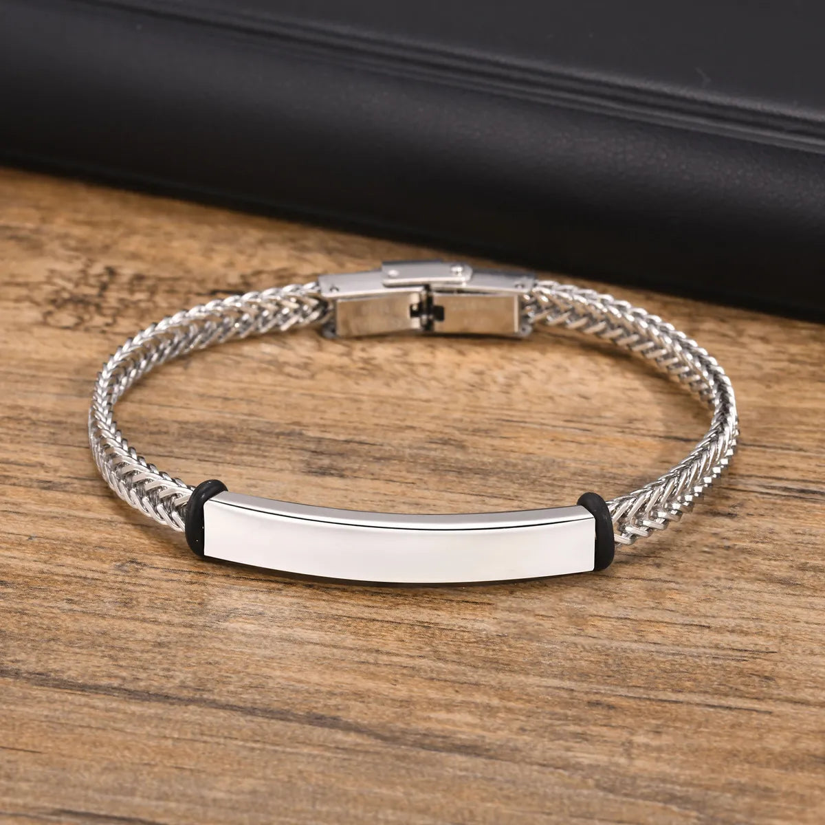 201 Stainless Steel 18K Gold Plated Simple Style Commute Plating Solid Color ID Bracelet