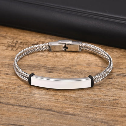 201 Stainless Steel 18K Gold Plated Simple Style Commute Plating Solid Color ID Bracelet