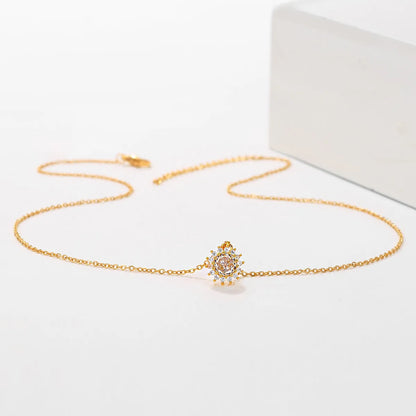 Simple Style Commute Solid Color Copper 18k Gold Plated Zircon Pendant Necklace In Bulk