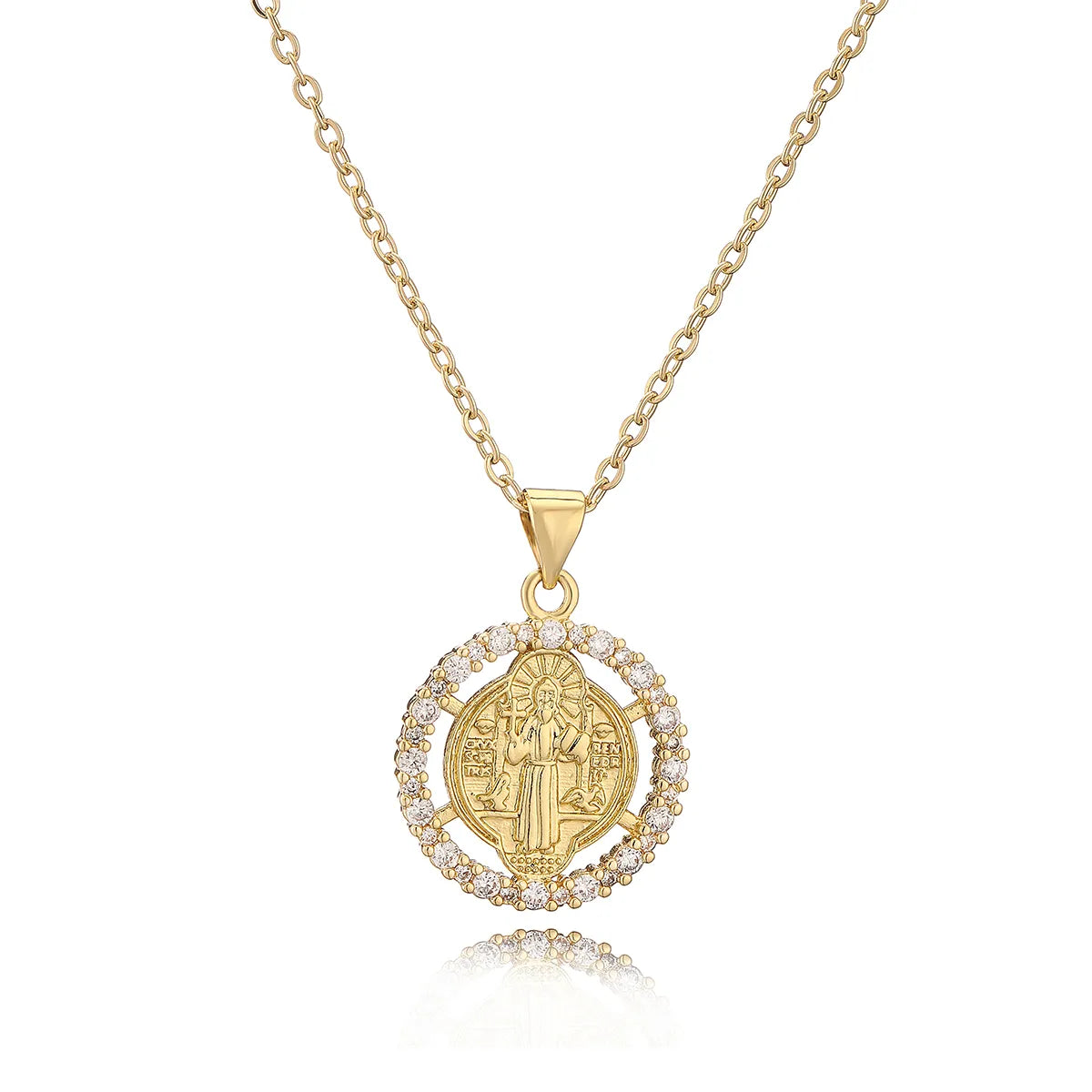 Simple Style Commute Solid Color Copper Plating Inlay Zircon 18k Gold Plated Pendant Necklace