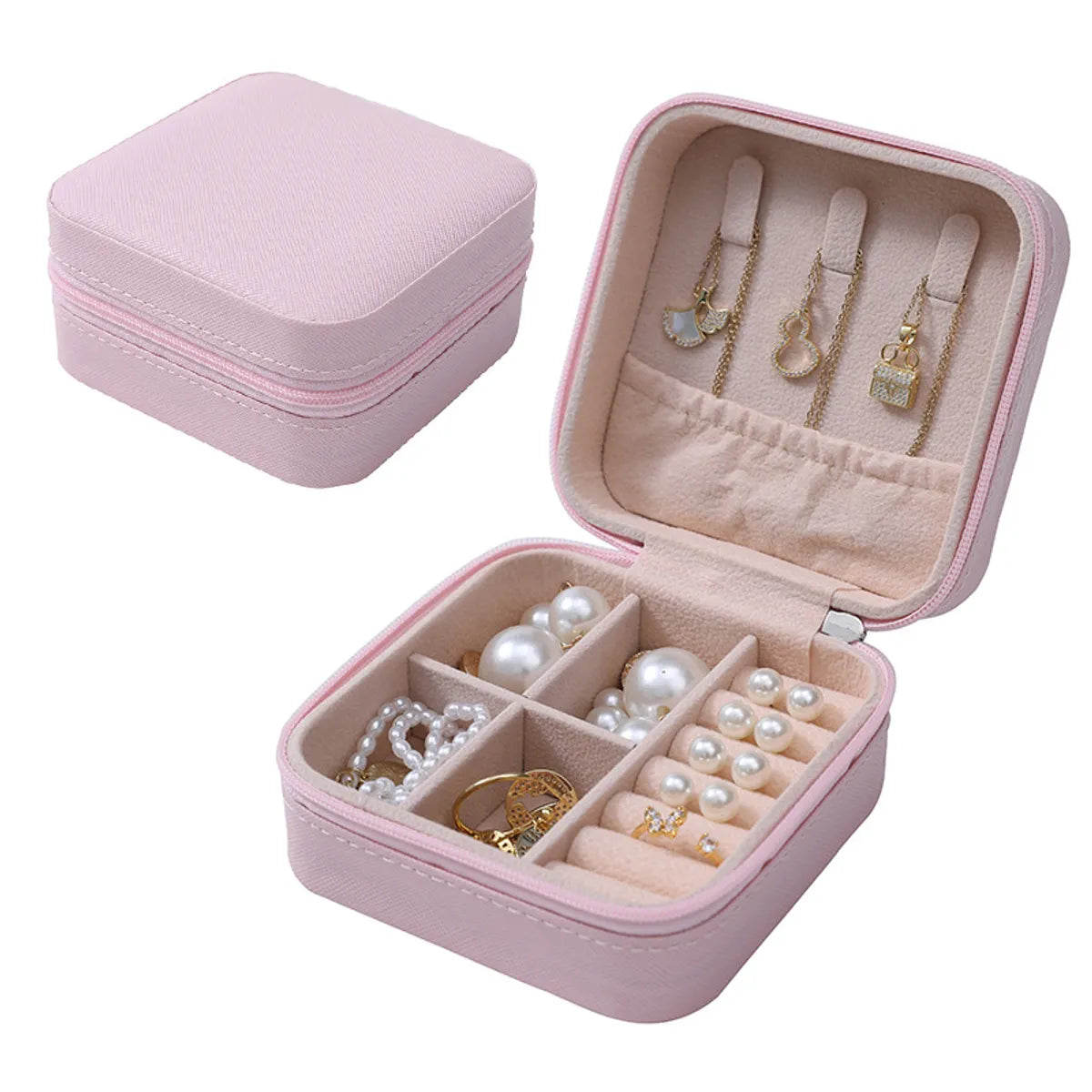 Simple Style Commute Solid Color Pu Leather Jewelry Boxes