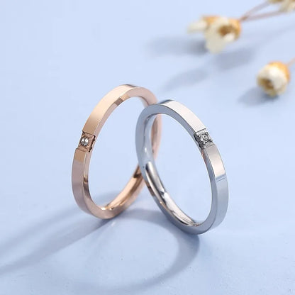 Wholesale Jewelry Simple Style Commute Solid Color Stainless Steel Rhinestones 18K Gold Plated Inlay Rings