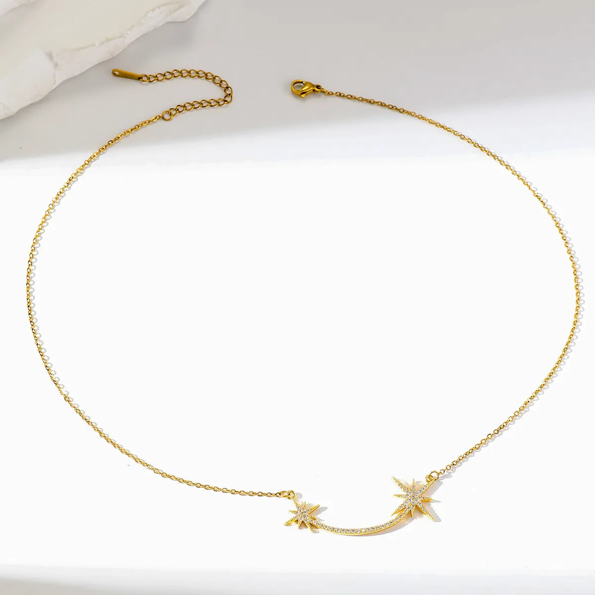 Simple Style Commute Solid Color Stainless Steel Inlay Zircon 14k Gold Plated Necklace