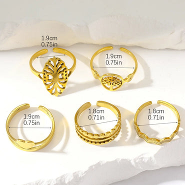 Simple Style Commute Solid Color Stainless Steel Plating 18k Gold Plated Rings