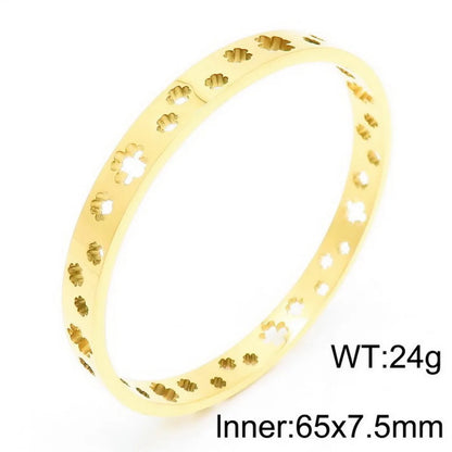 Simple Style Commute Solid Color Stainless Steel 18K Gold Plated Bangle In Bulk