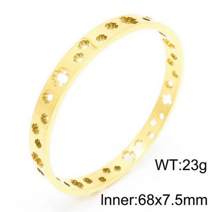 Simple Style Commute Solid Color Stainless Steel 18K Gold Plated Bangle In Bulk