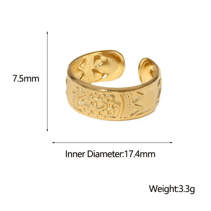 304 Stainless Steel 18K Gold Plated Simple Style Commute Plating Solid Color Open Rings