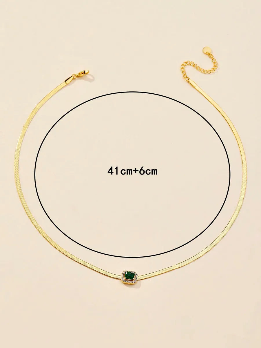 Simple Style Commute Solid Color Stainless Steel Plating Inlay Artificial Diamond 18k Gold Plated Necklace