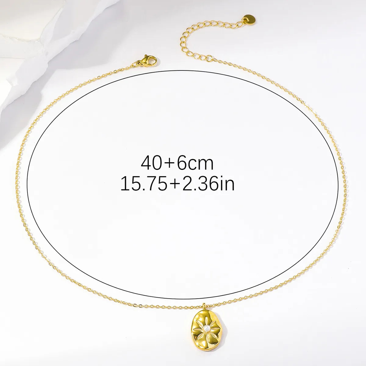 Simple Style Commute Solid Color Stainless Steel Plating Inlay Pearl 18k Gold Plated Pendant Necklace