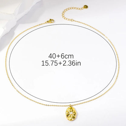 Simple Style Commute Solid Color Stainless Steel Plating Inlay Pearl 18k Gold Plated Pendant Necklace