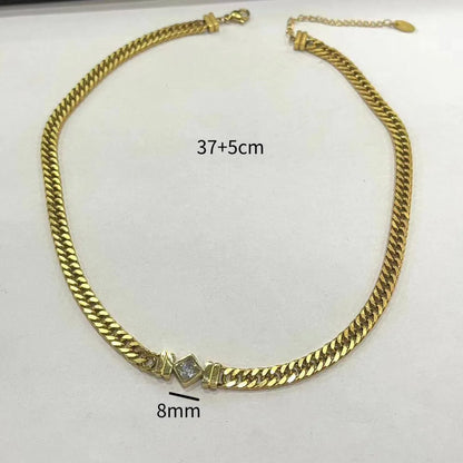 201 Stainless Steel 304 Stainless Steel Titanium Steel Gold Plated Simple Style Commute Inlay Solid Color Bracelets Necklace