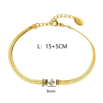 201 Stainless Steel 304 Stainless Steel Titanium Steel Gold Plated Simple Style Commute Inlay Solid Color Bracelets Necklace