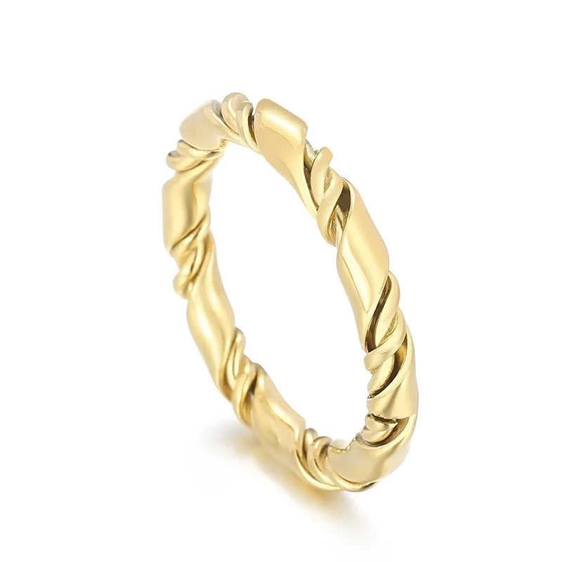 Wholesale Jewelry Simple Style Commute Solid Color Titanium Steel 18K Gold Plated Plating Rings