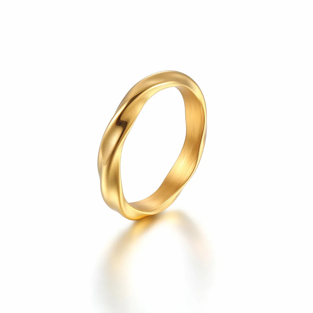 Simple Style Commute Solid Color 304 Stainless Steel Plating 18K Gold Plated Unisex Rings