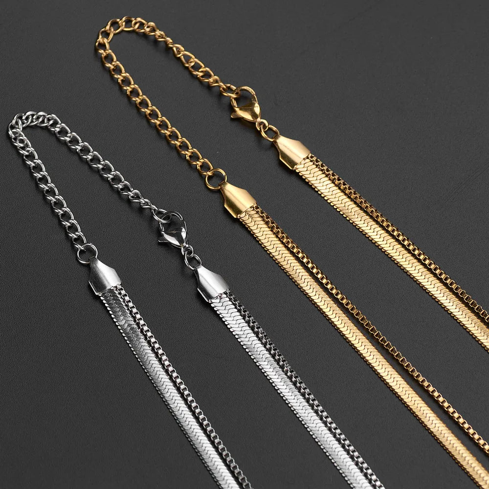 Simple Style Commute Solid Color 304 Stainless Steel Plating 18K Gold Plated Women'S Layered Necklaces