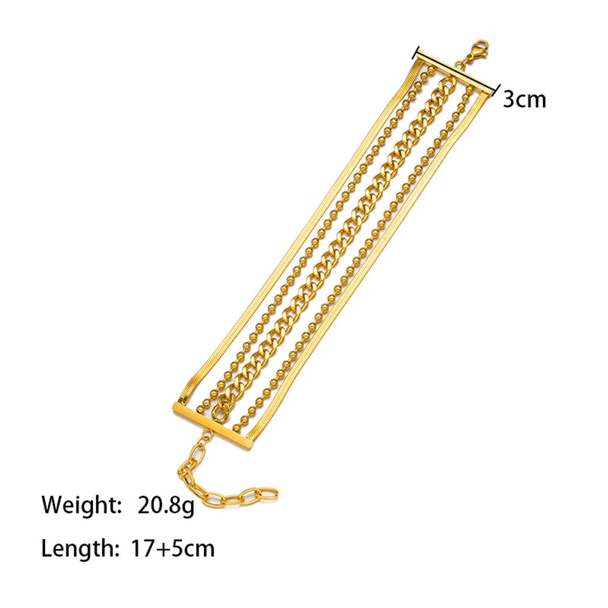 Simple Style Commute Solid Color Titanium Steel Polishing Plating Chain 18k Gold Plated Bracelets