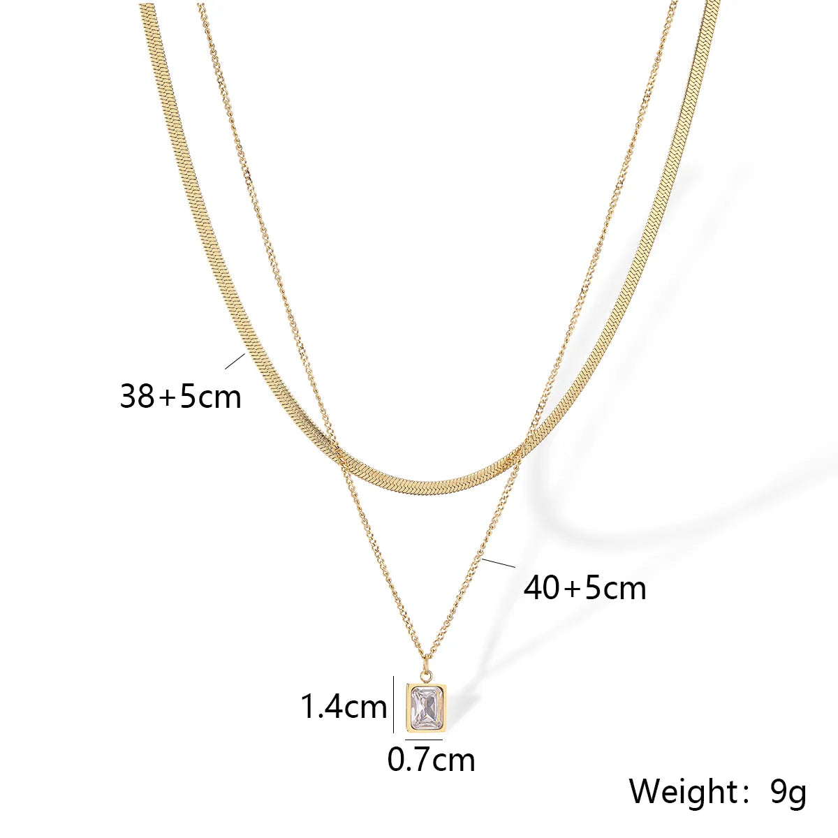 Simple Style Commute Square Titanium Steel Plating Inlay Zircon 18k Gold Plated Pendant Necklace