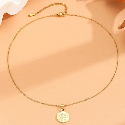 Simple Style Commute Sun Stainless Steel Plating 18k Gold Plated Pendant Necklace