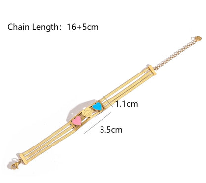 Simple Style Commute Tree Heart Shape Titanium Steel Enamel Plating 18k Gold Plated Bracelets