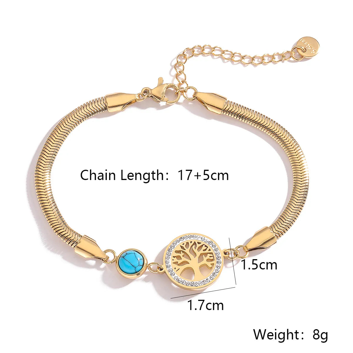 Simple Style Commute Tree Titanium Steel Plating Inlay Zircon 18k Gold Plated Bracelets