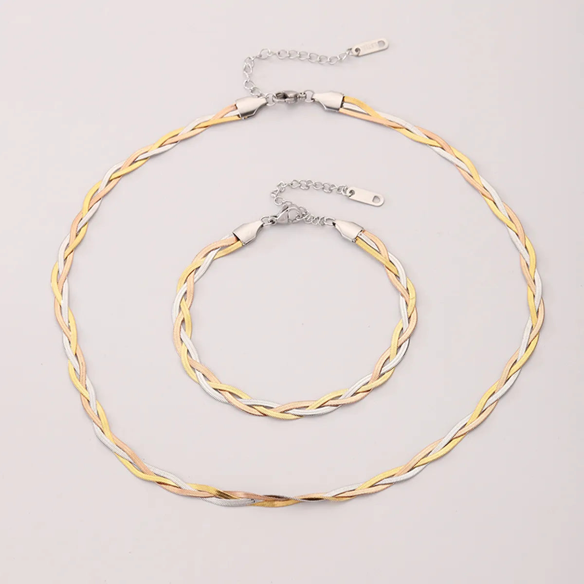 Wholesale Jewelry Simple Style Commute Twist Stainless Steel 18K Gold Plated Plating Bracelets Necklace