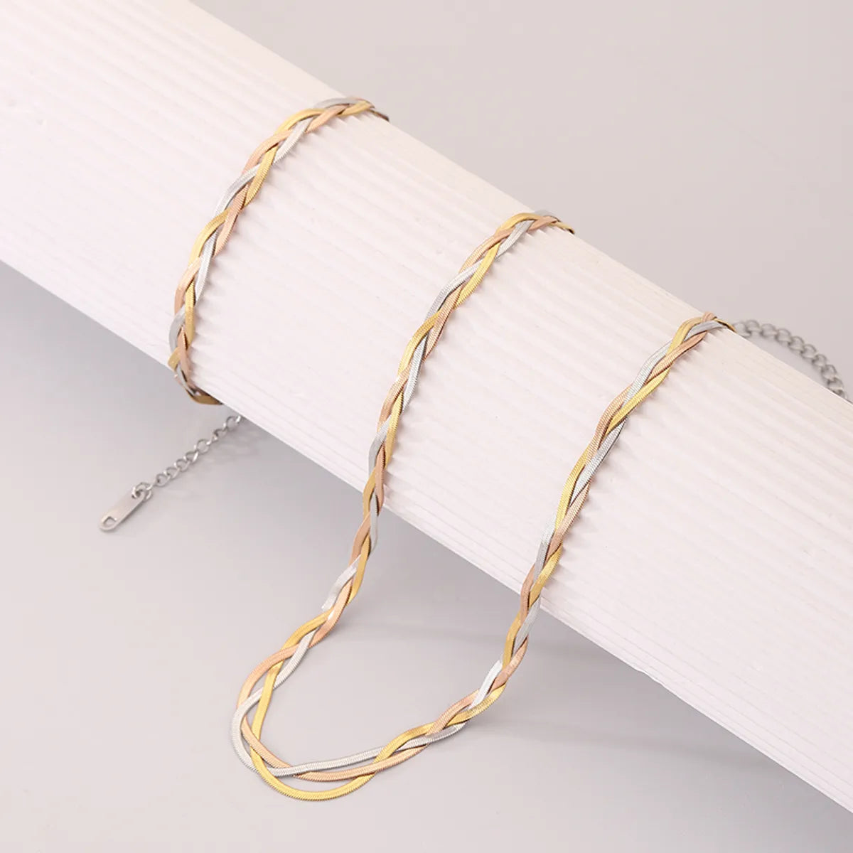 Wholesale Jewelry Simple Style Commute Twist Stainless Steel 18K Gold Plated Plating Bracelets Necklace