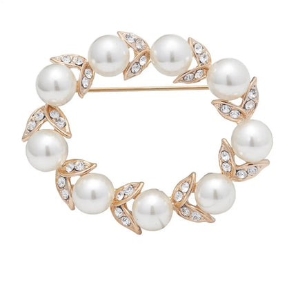 Simple Style Commute Wreath Alloy Inlay Rhinestones Pearl Women'S Brooches